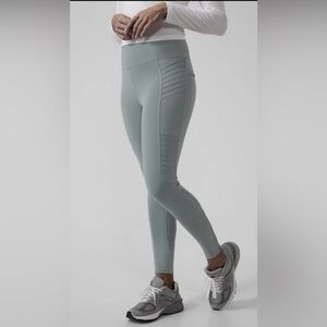Athleta Delancey Moto Tight Leggings Sage Green Seamless Ribbed High-Rise
